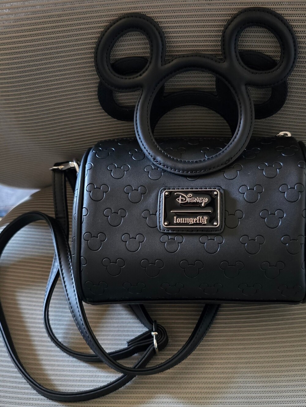 Loungefly Disney Mickey Mouse Embossed Silhouettes Crossbody Bag (Black)